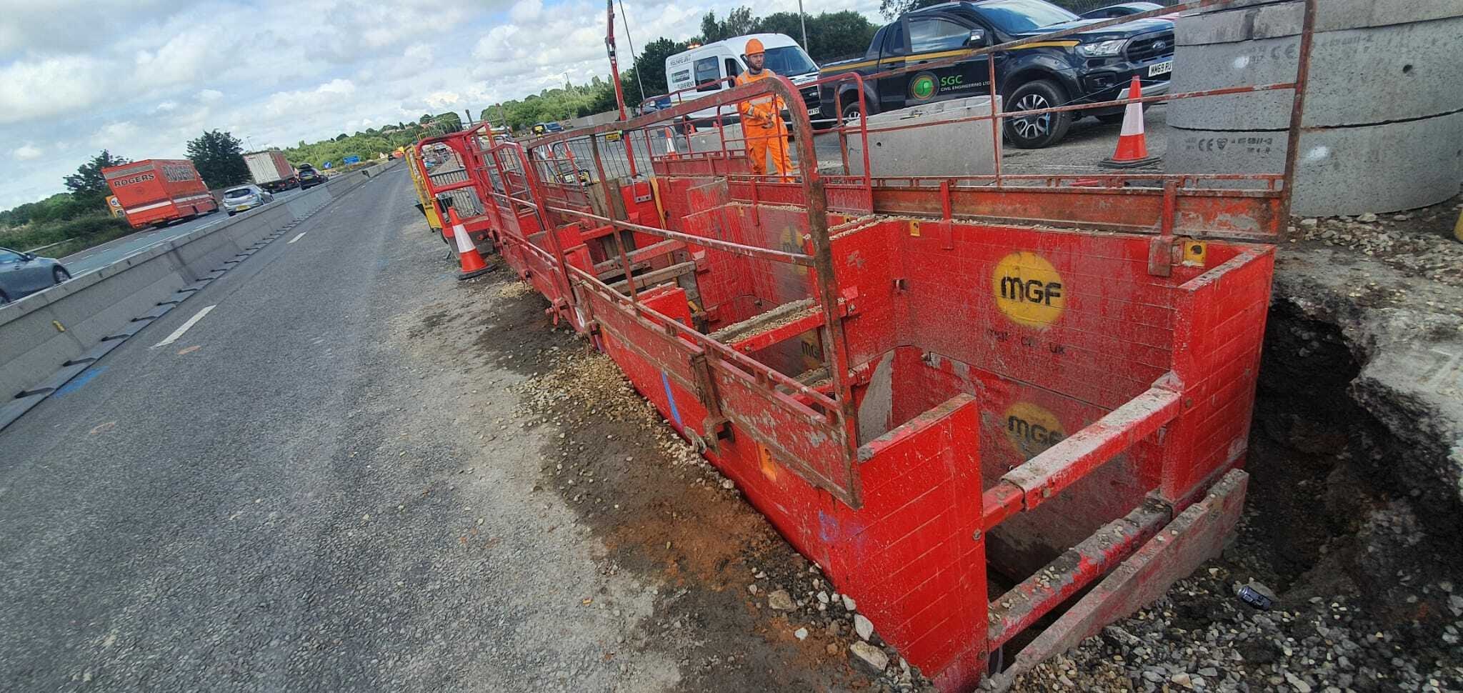 Installation of triple catchpits in manhole box with top box